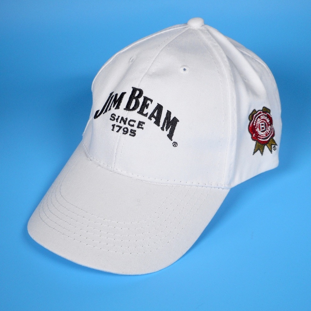 Jim Beam Logo 1795 White Embroidered Cap Hat Strapback Cotton Canvas